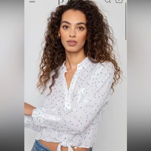 Rails Val Starry button up top in white with blue size M